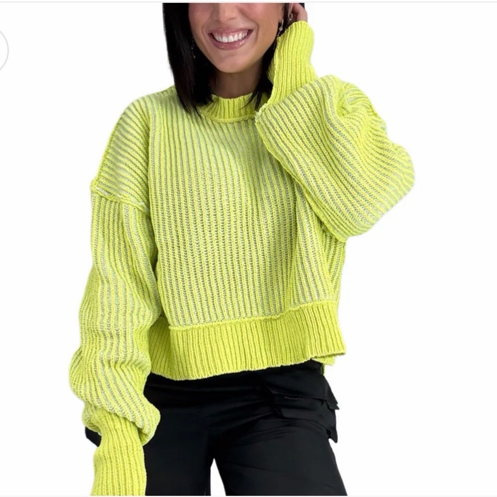 Yellow Ribbed Women's Spring Sweater New In
